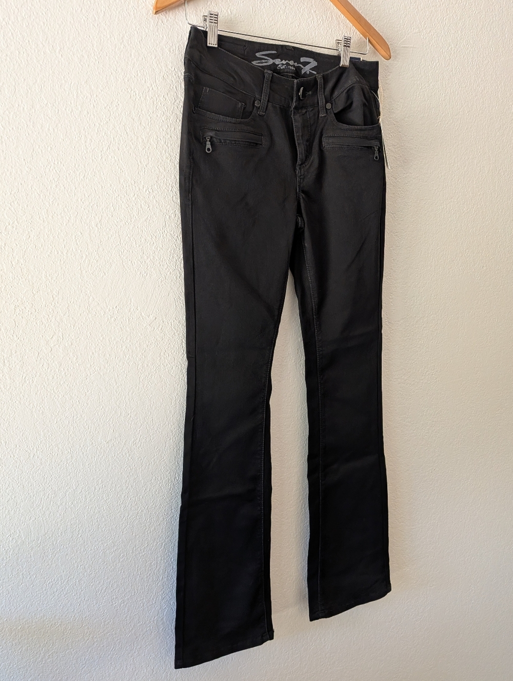 NWT Seven 7 Slim Boot Cut Jeans Fawn Black Pants Size 8